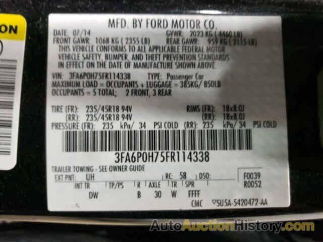 FORD FUSION SE, 3FA6P0H75FR114338