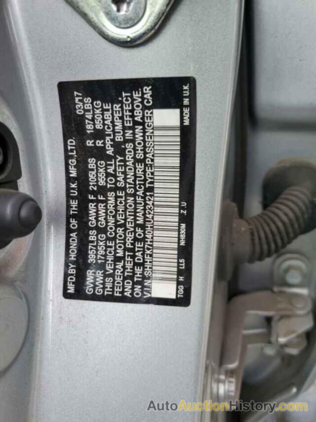 HONDA CIVIC SPORT, SHHFK7H40HU423421