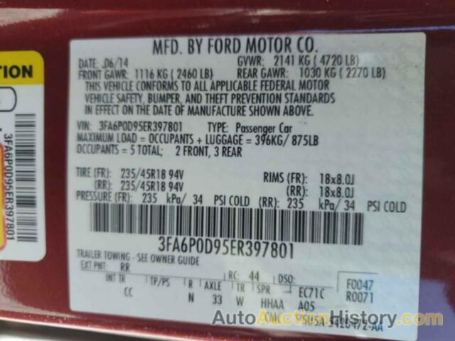 FORD FUSION TITANIUM, 3FA6P0D95ER397801