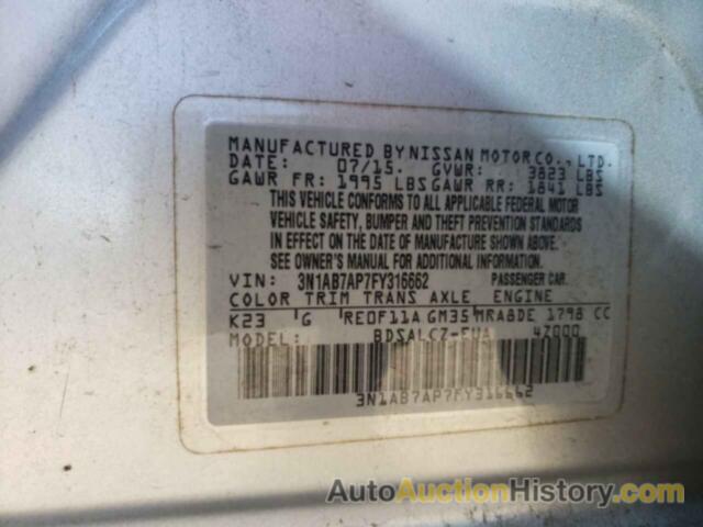 NISSAN SENTRA S, 3N1AB7AP7FY316662