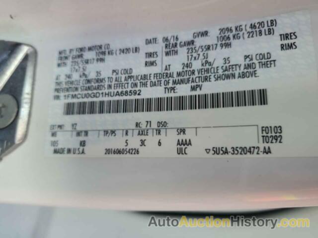 FORD ESCAPE SE, 1FMCU0GD1HUA68592