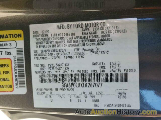 FORD FUSION SE, 3FA6P0LUXLR267077