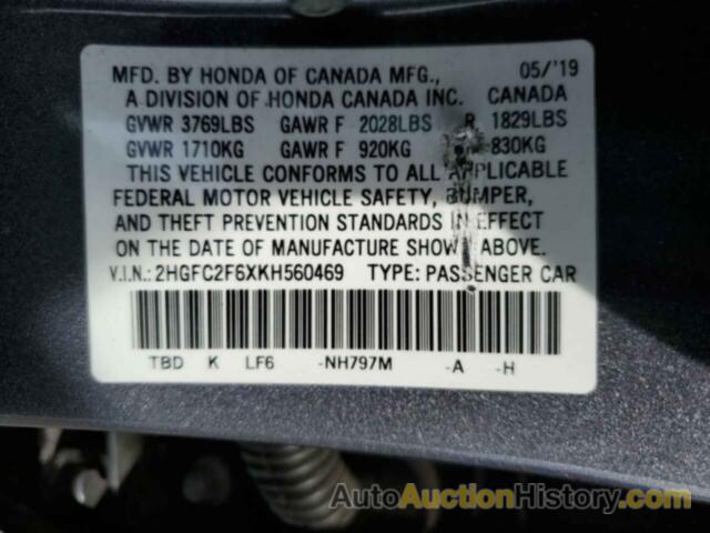 HONDA CIVIC LX, 2HGFC2F6XKH560469