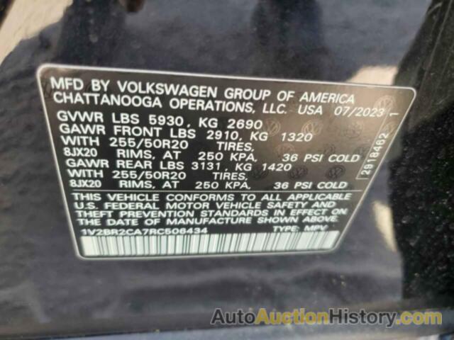 VOLKSWAGEN ATLAS SEL, 1V2BR2CA7RC506434