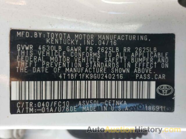 TOYOTA CAMRY LE, 4T1BF1FK9GU240216
