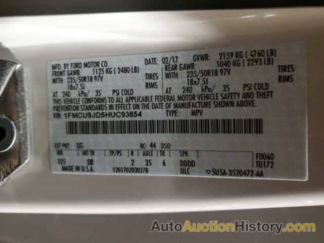 FORD ESCAPE TITANIUM, 1FMCU9JD5HUC93854