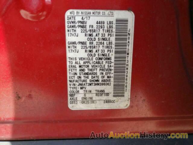 NISSAN ROGUE S, JN8AT2MT3HW396062