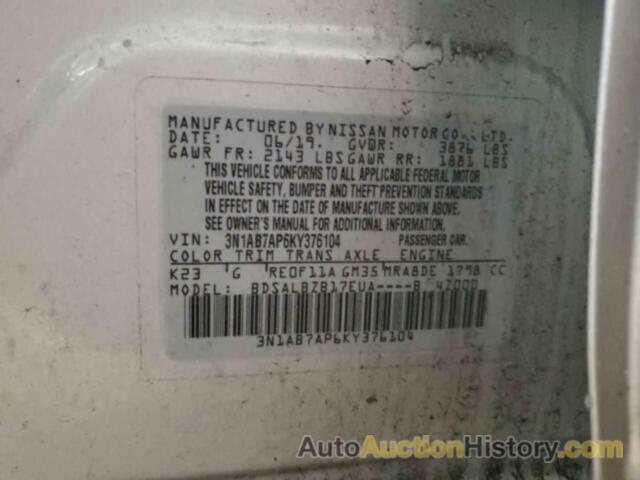 NISSAN SENTRA S, 3N1AB7AP6KY376104