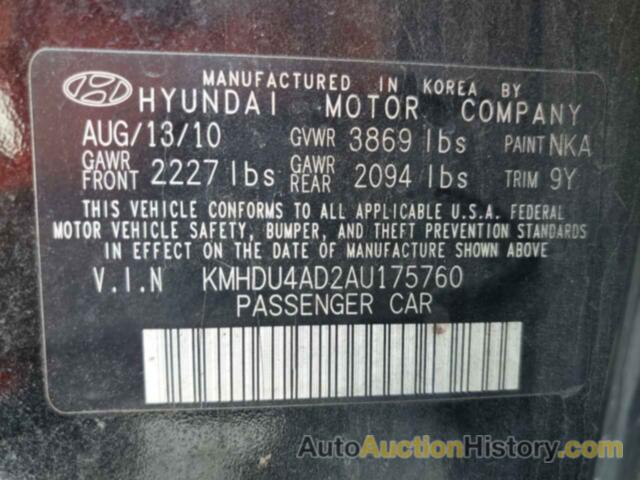 HYUNDAI ELANTRA BLUE, KMHDU4AD2AU175760