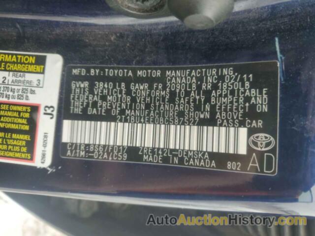 TOYOTA COROLLA BASE, 2T1BU4EE0BC587527