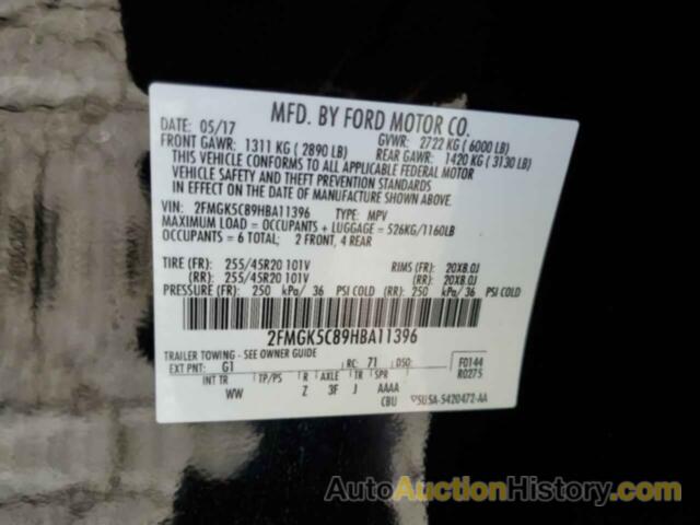 FORD FLEX SEL, 2FMGK5C89HBA11396