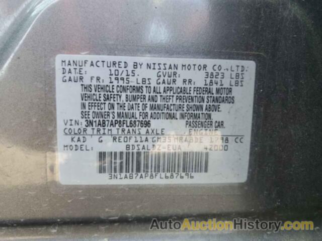 NISSAN SENTRA S, 3N1AB7AP8FL687696