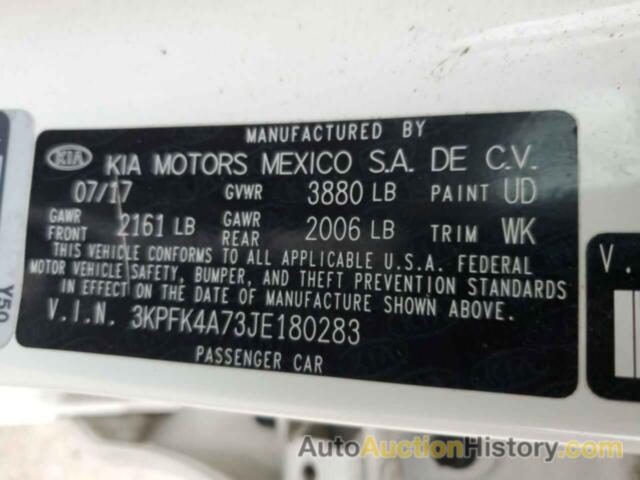 KIA FORTE LX, 3KPFK4A73JE180283