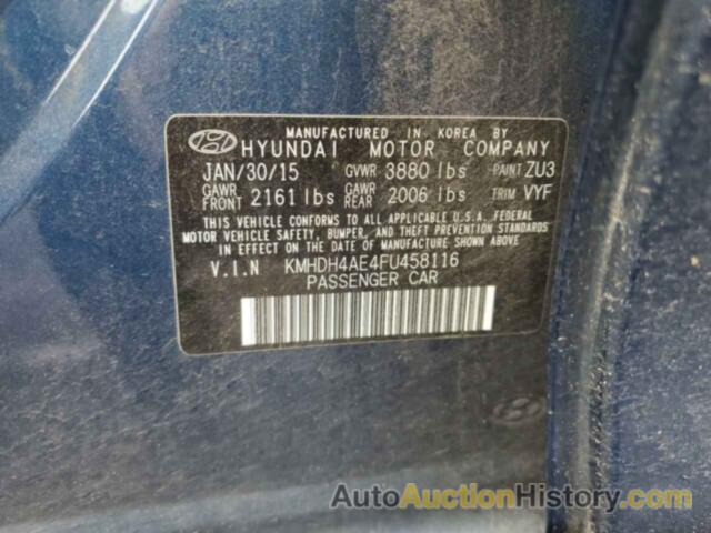 HYUNDAI ELANTRA SE, KMHDH4AE4FU458116