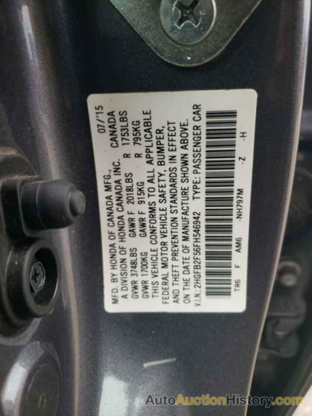 HONDA CIVIC LX, 2HGFB2F56FH546942