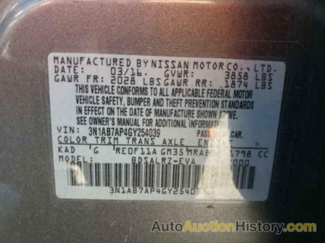 NISSAN SENTRA S, 3N1AB7AP4GY254039