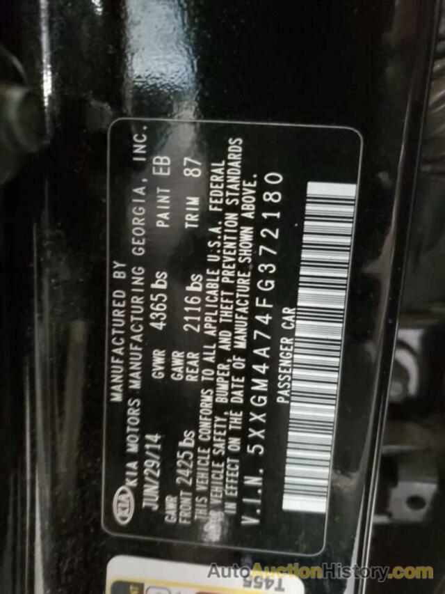 KIA OPTIMA LX, 5XXGM4A74FG372180