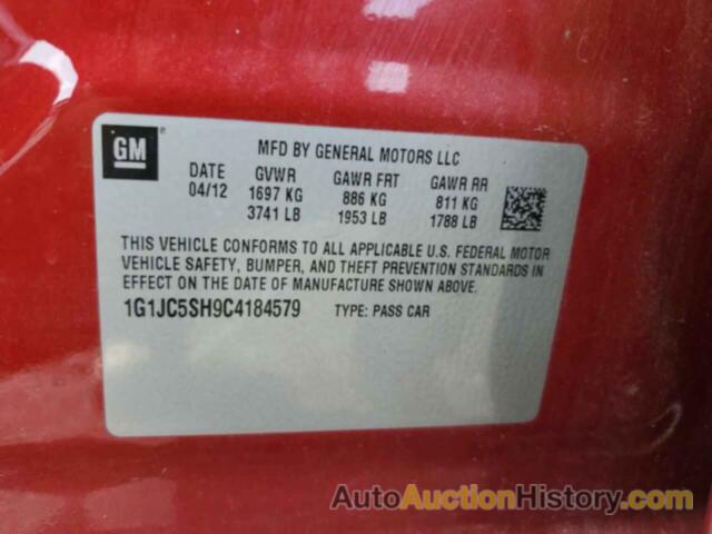 CHEVROLET SONIC LT, 1G1JC5SH9C4184579