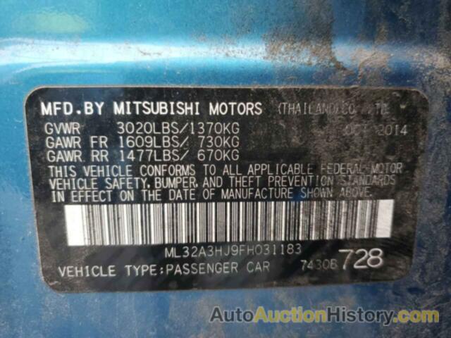 MITSUBISHI MIRAGE DE, ML32A3HJ9FH031183