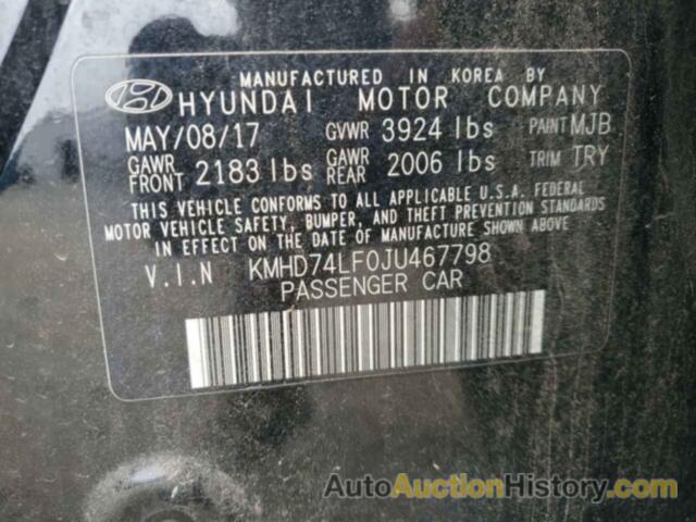 HYUNDAI ELANTRA SE, KMHD74LF0JU467798