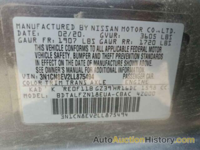 NISSAN VERSA SV, 3N1CN8EV2LL875494