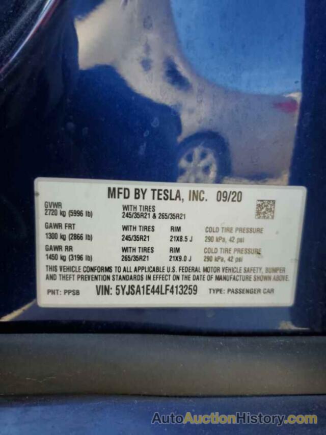 TESLA MODEL S, 5YJSA1E44LF413259