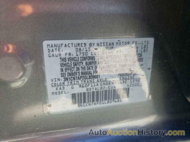 NISSAN VERSA S, 3N1CN7AP2GL809681