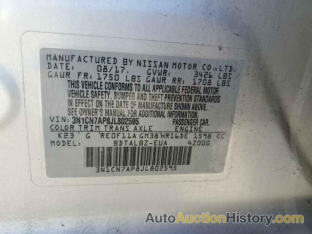 NISSAN VERSA S, 3N1CN7AP8JL802595