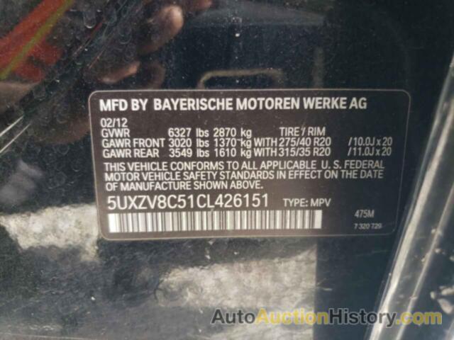 BMW X5 XDRIVE50I, 5UXZV8C51CL426151