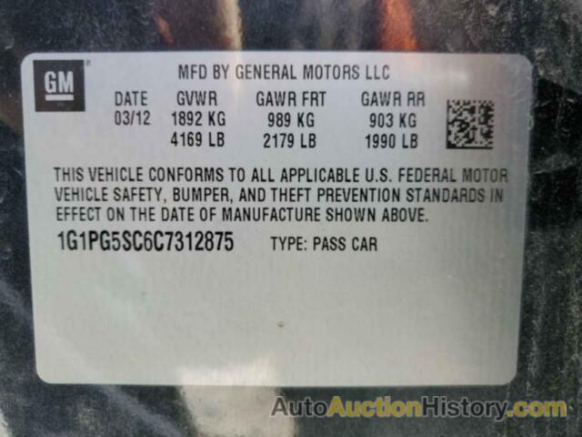 CHEVROLET CRUZE LT, 1G1PG5SC6C7312875