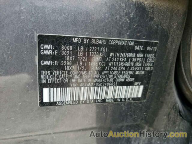 SUBARU ASCENT PREMIUM, 4S4WMAFD5K3486025