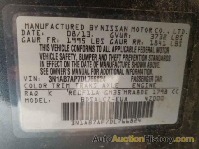 NISSAN SENTRA S, 3N1AB7AP7DL766824