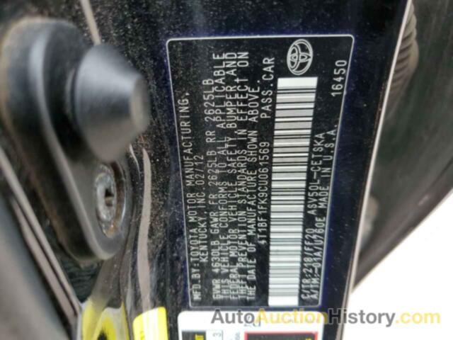 TOYOTA CAMRY BASE, 4T1BF1FK9CU061569