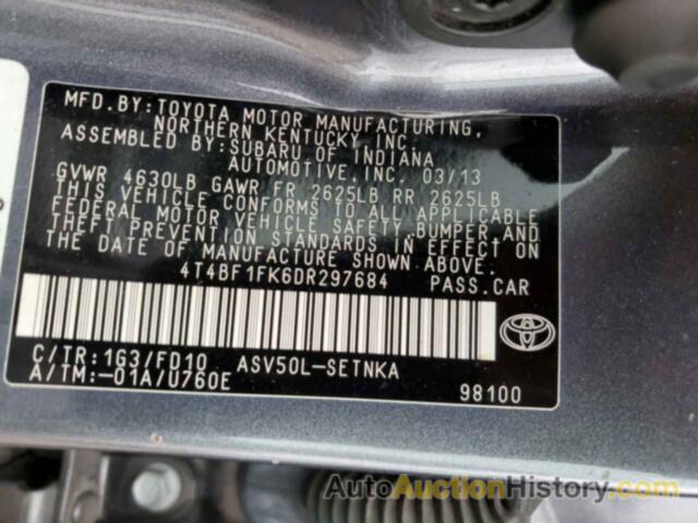 TOYOTA CAMRY L, 4T4BF1FK6DR297684