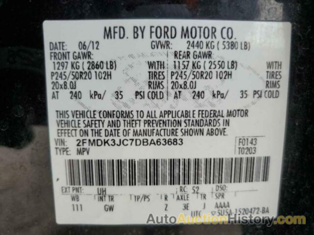 FORD EDGE SEL, 2FMDK3JC7DBA63683