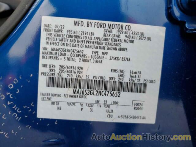 FORD ECOSPORT SE, MAJ6S3GL2NC475652