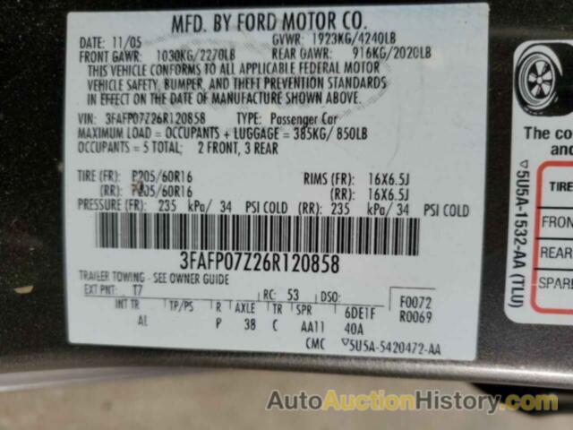 FORD FUSION SE, 3FAFP07Z26R120858