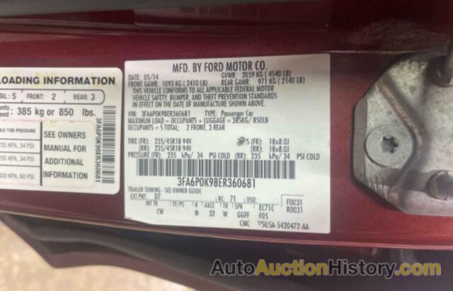 FORD FUSION TITANIUM, 3FA6P0K98ER360681