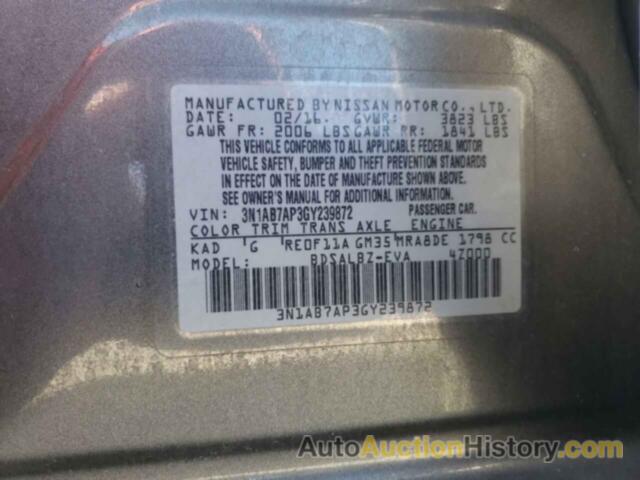 NISSAN SENTRA S, 3N1AB7AP3GY239872