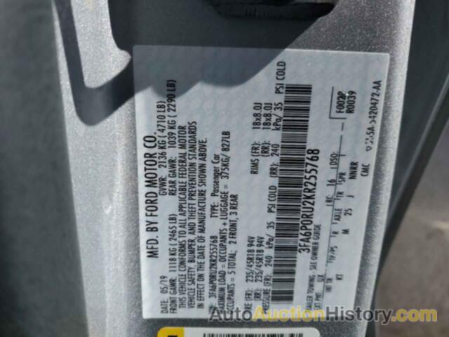 FORD FUSION TITANIUM, 3FA6P0RU2KR255768