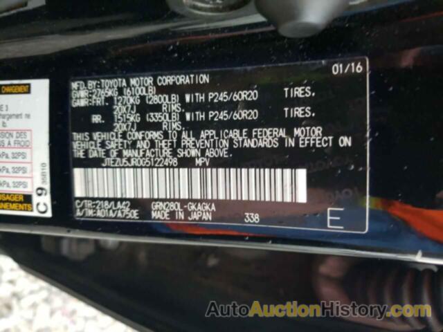 TOYOTA 4RUNNER SR5, JTEZU5JR0G5122498