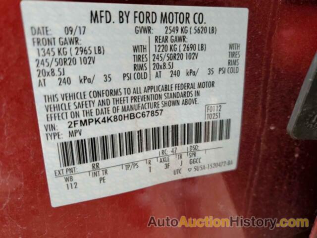 FORD EDGE TITANIUM, 2FMPK4K80HBC67857