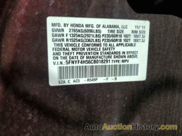 HONDA PILOT EXL, 5FNYF4H56CB018291