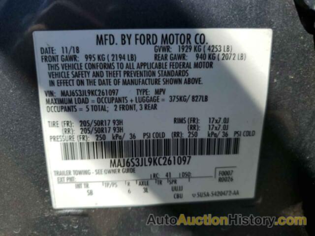 FORD ECOSPORT SES, MAJ6S3JL9KC261097