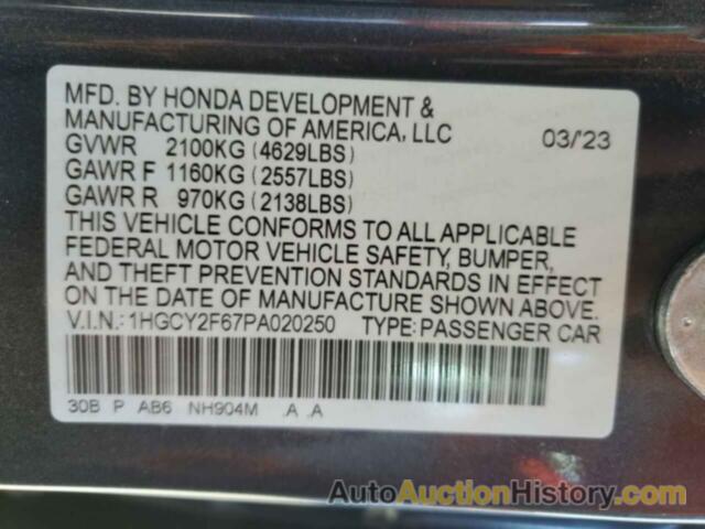 HONDA ACCORD HYBRID EXL, 1HGCY2F67PA020250