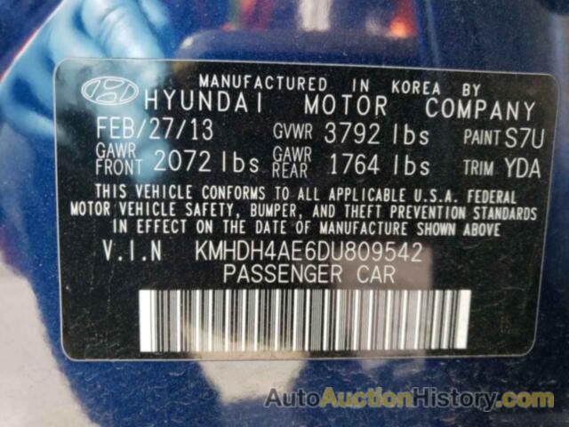 HYUNDAI ELANTRA GLS, KMHDH4AE6DU809542