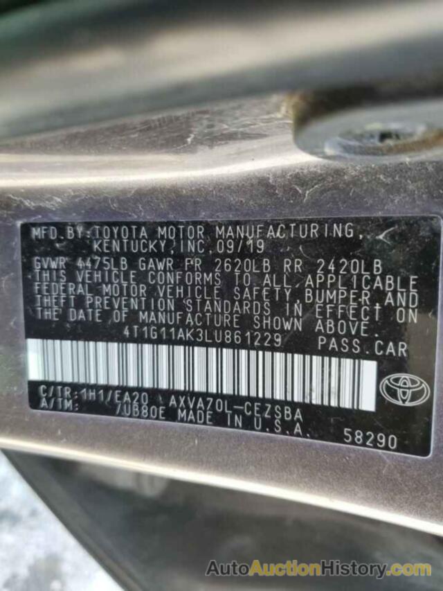 TOYOTA CAMRY SE, 4T1G11AK3LU861229