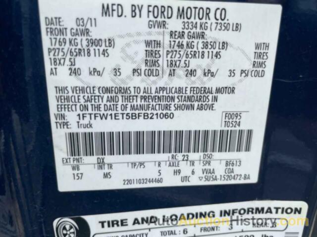 FORD F-150 SUPERCREW, 1FTFW1ET5BFB21060