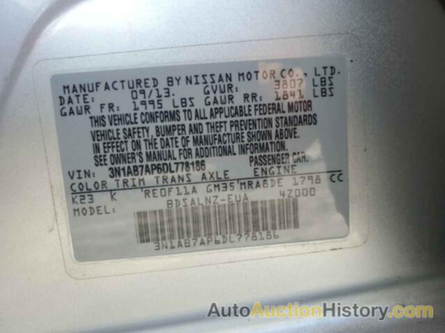 NISSAN SENTRA S, 3N1AB7AP6DL778186