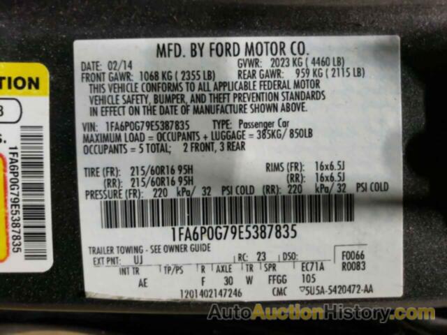 FORD FUSION S, 1FA6P0G79E5387835